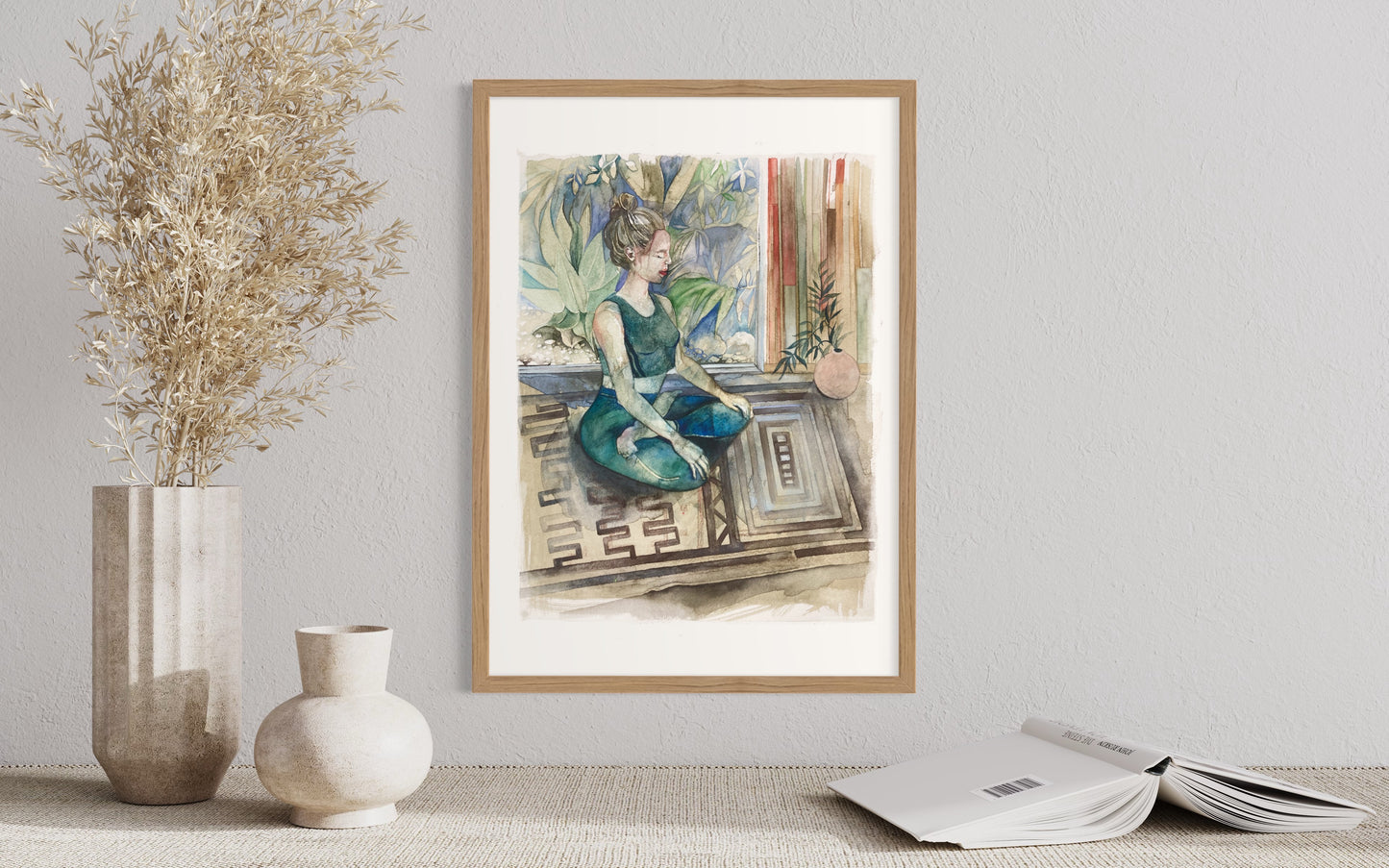 Yoga Art Print from Original Watercolour Painting, Meditation Inspired Wall Decor