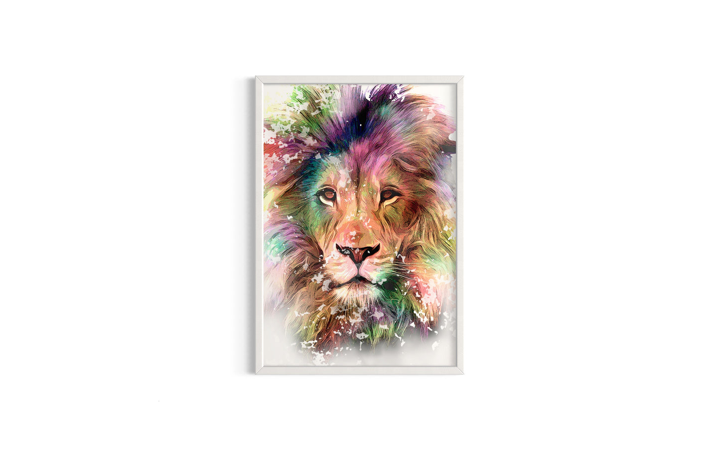Lion Art Work Print, Watercolour Effect Paint