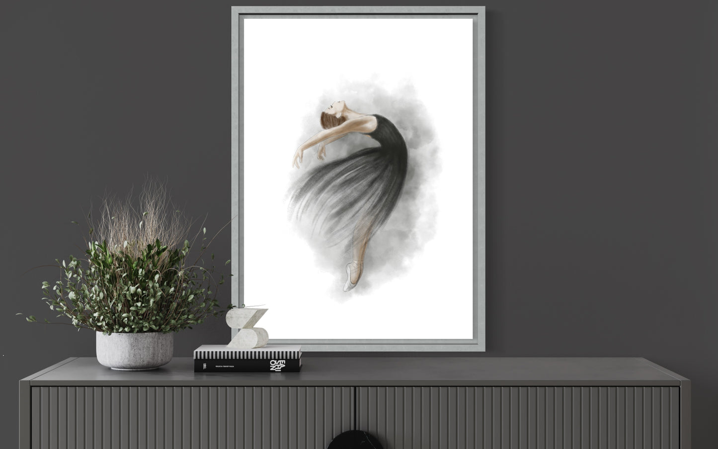 Ballet Dancer in Black Dress Art Print Number 2