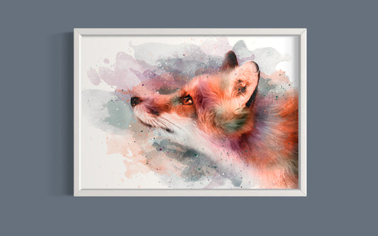 Fox Watercolour Effect Art Print
