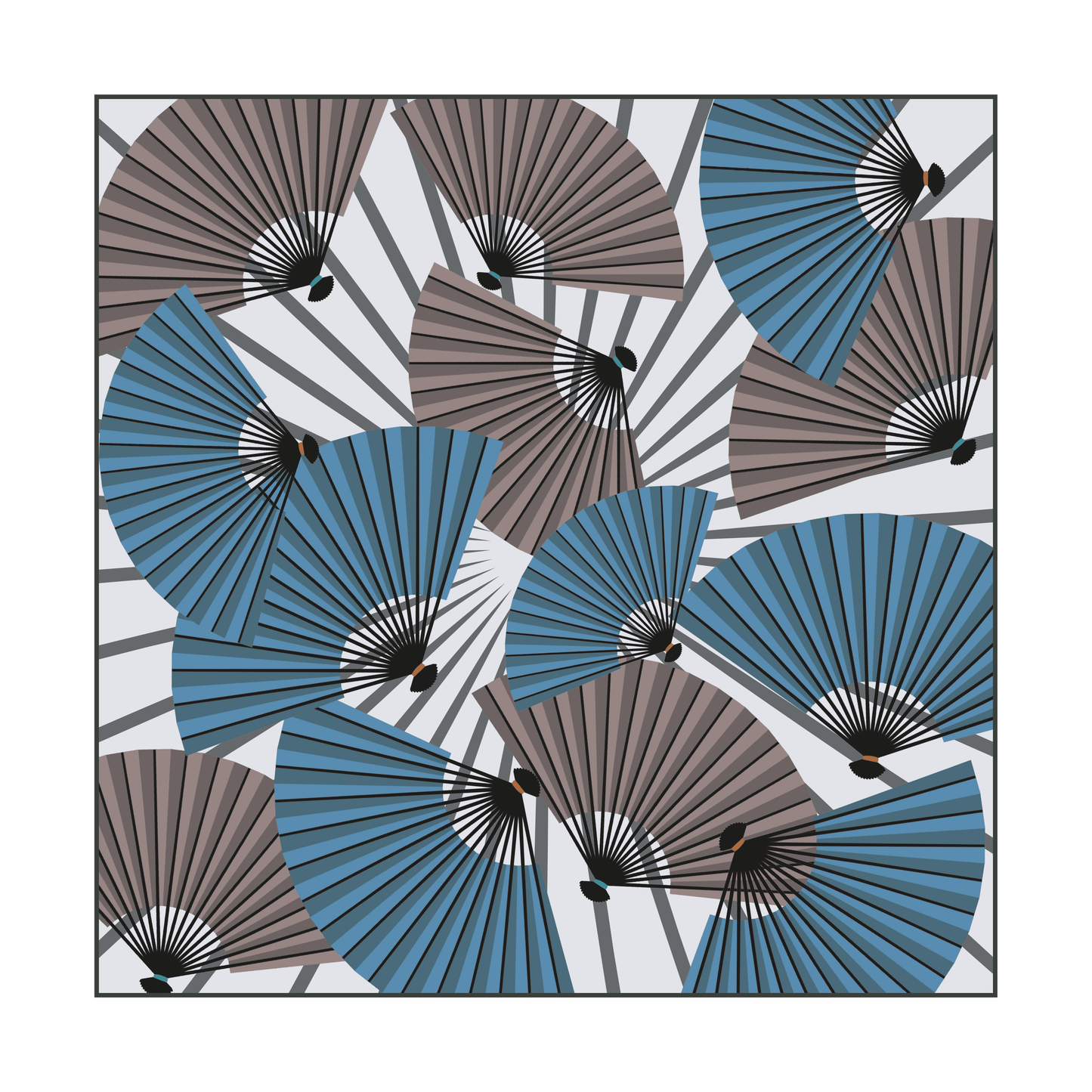 Japanese Inspired Square Print Designs:  Fans