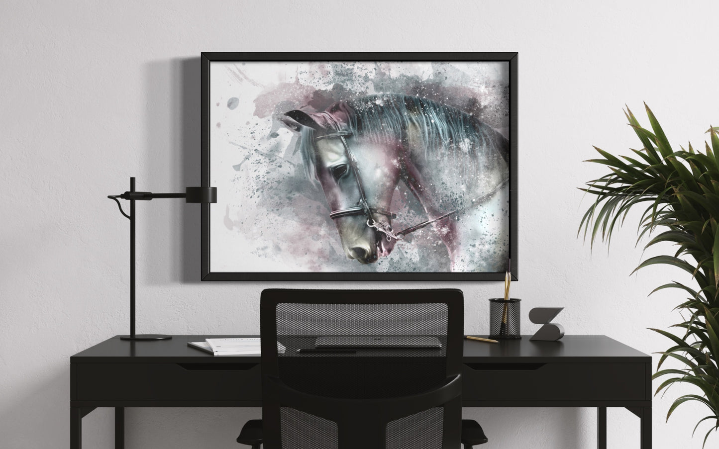 Horse Head in Profile Watercolour Effect Art Print Poster