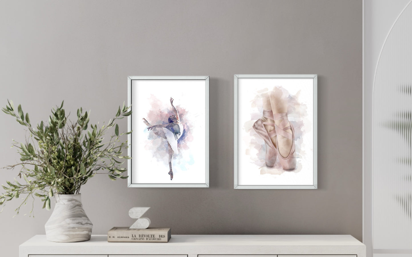Bundle of Two Ballet Dancer Art Prints, Pink or Blue Options
