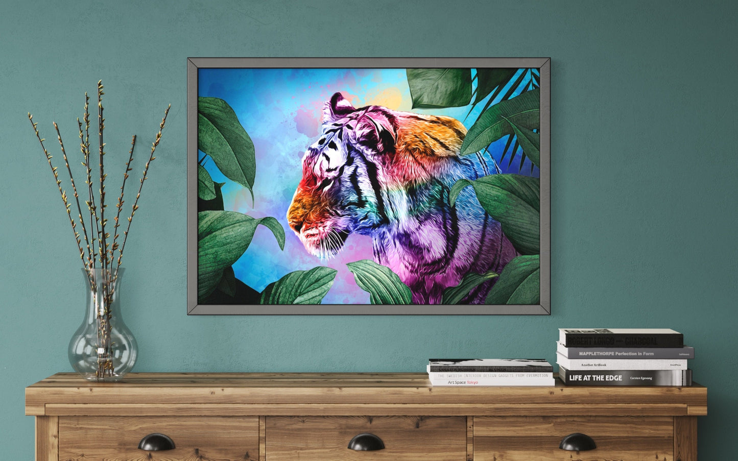 Tiger in the Jungle Art Print, Tiger Wall Art Poster
