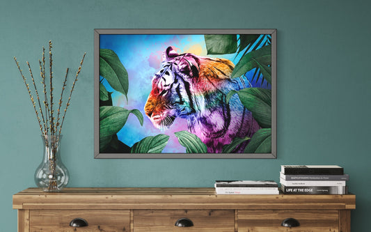 Tiger in the Jungle Art Print, Tiger Wall Art Poster