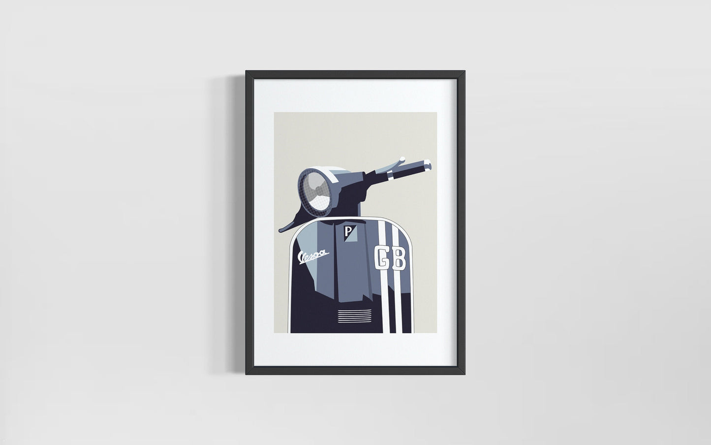 Vespa Scooter Art Print with Blue, Pink or Cream Background