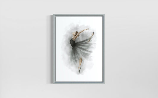 Ballet Dancer in Black Dress Art Print Number 1