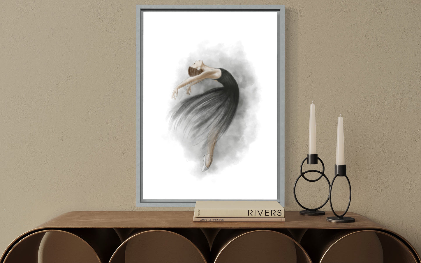 Ballet Dancer in Black Dress Art Print Number 2