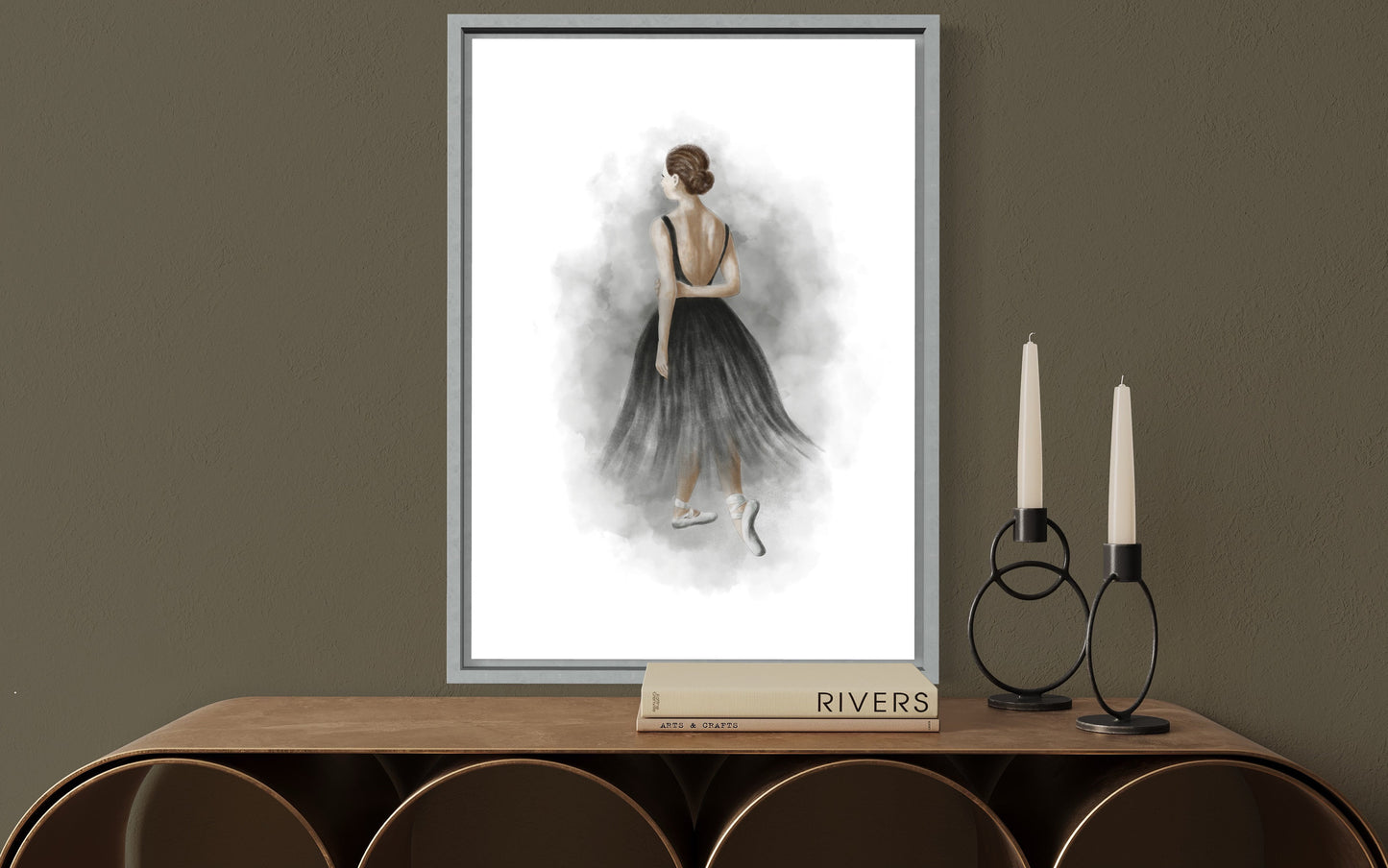 Ballet Dancer in Black Dress Art Print Number 3