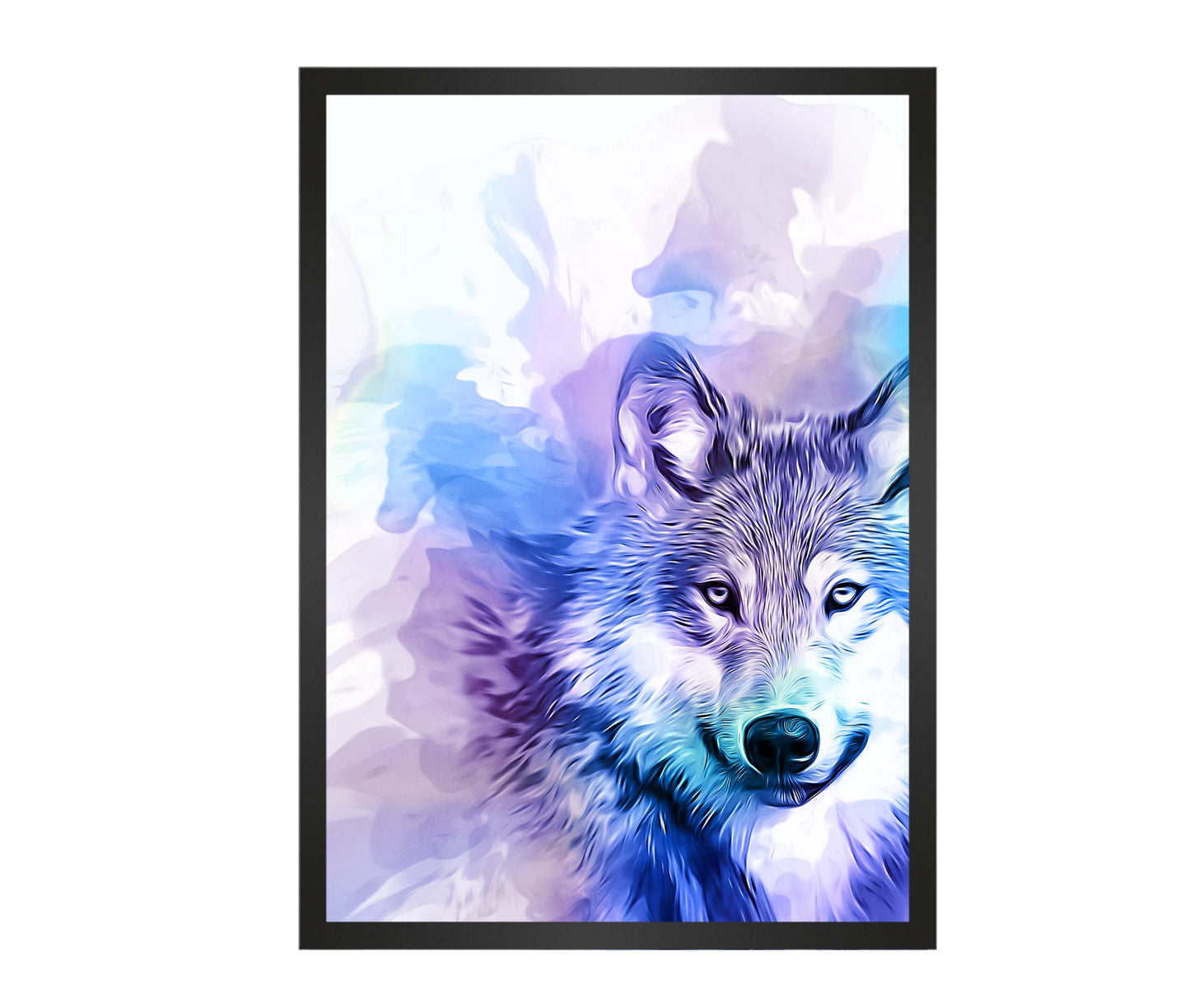 Wolf Blue and Purple Watercolour Effect Art Print