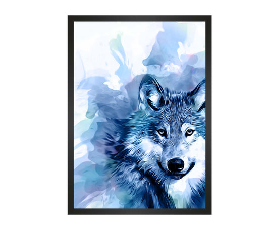 Wolf Blue and Purple Watercolour Effect Art Print